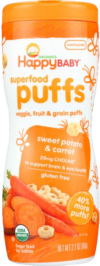 HAPPY BABY: Puff Sweet Potato Carrot Organic, 2.1 oz